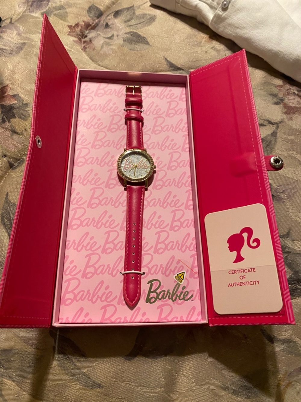 Barbie Limited Edition Hot Pink and Gold Girls' Watch with Glitter Dial